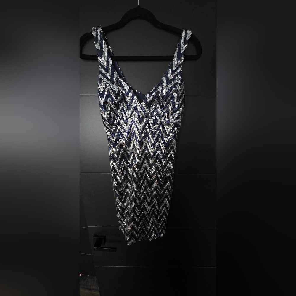 Sequin Chevron Pattern Dress